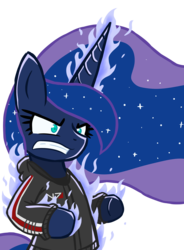 Size: 2893x3926 | Tagged: safe, artist:he4rtofcourage, princess luna, pony, g4, bipedal, clothes, crossover, female, high res, magic, mass effect, simple background, solo, transparent background