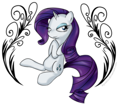 Size: 854x729 | Tagged: safe, artist:kiyoshiii, rarity, pony, unicorn, g4, female, looking at you, mare, one eye closed, simple background, solo, transparent background, wink