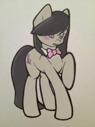 Size: 500x667 | Tagged: safe, artist:sinclair2013, octavia melody, earth pony, pony, g4, female, raised hoof, solo, traditional art