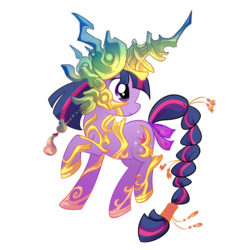 Size: 1600x1600 | Tagged: safe, artist:madmax, twilight sparkle, pony, g4, armor, braided tail, crossover, female, final fantasy, final fantasy tactics advance, gold, helmet, solo, summon