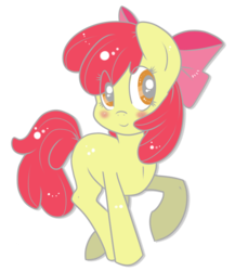 Size: 900x1038 | Tagged: safe, artist:rannarbananar, apple bloom, earth pony, pony, g4, blushing, female, filly, foal, simple background, smiling, solo, transparent background