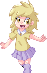 Size: 333x514 | Tagged: safe, artist:fizzy-dog, dinky hooves, human, g4, clothes, cute, dinkabetes, female, humanized, shirt, simple background, skirt, socks, solo, transparent background