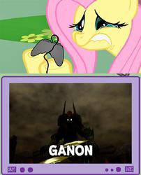 Size: 609x752 | Tagged: safe, fluttershy, pegasus, pony, g4, exploitable meme, female, gamershy, ganon, ganondorf, mare, meme, the legend of zelda, tv meme