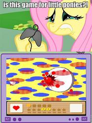 Size: 563x752 | Tagged: safe, fluttershy, pegasus, pony, puffball, g4, exploitable meme, female, gamershy, kirby, kirby (series), kirby's dream land 3, love-love stick, mare, meme, tv meme, zero (kirby)