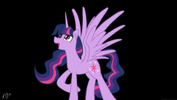 Size: 1920x1080 | Tagged: safe, artist:kyojiogami, twilight sparkle, alicorn, pony, g4, black background, female, mare, simple background, solo, spread wings, twilight sparkle (alicorn), wings