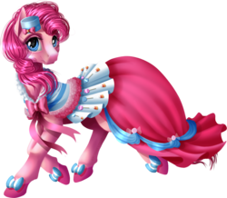 Size: 1300x1136 | Tagged: safe, artist:kittehkatbar, pinkie pie, earth pony, pony, g4, clothes, dress, female, gala dress, simple background, solo, transparent background