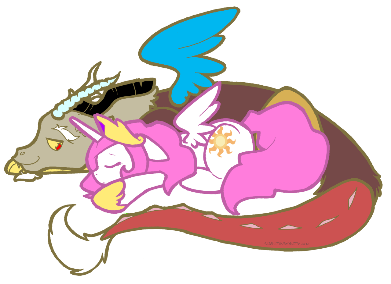 Корона Дискорд. Принцесса Селестия и Дискорд. Celestia and discord. Discord x Celestia.