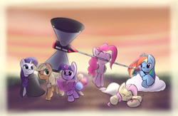 Size: 6400x4160 | Tagged: safe, artist:dshou, applejack, fluttershy, pinkie pie, rainbow dash, rarity, twilight sparkle, g4, mane six