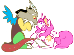 Size: 3216x2416 | Tagged: safe, artist:sinclair2013, discord, princess celestia, alicorn, draconequus, pony, g4, boop, duo, female, high res, looking at each other, male, noseboop, pink-mane celestia, ship:dislestia, shipping, simple background, straight, transparent background