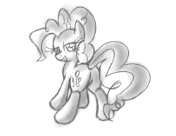 Size: 3300x2550 | Tagged: safe, artist:leadhooves, pinkie pie, earth pony, pony, g4, bedroom eyes, butt, female, high res, looking at you, looking back, looking back at you, mare, monochrome, plot