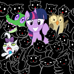 Size: 1800x1800 | Tagged: safe, artist:kyojiogami, gummy, opalescence, owlowiscious, twilight sparkle, g4, crossover, homestuck, vodka mutini