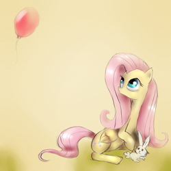 Size: 1500x1500 | Tagged: safe, artist:fra-92, angel bunny, fluttershy, g4, balloon