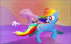 Size: 2476x1558 | Tagged: safe, rainbow dash, pony, g4, female, robot unicorn attack, solo