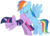 Size: 6936x5046 | Tagged: dead source, safe, artist:dentist73548, rainbow dash, twilight sparkle, pegasus, pony, unicorn, dragonshy, g4, absurd resolution, female, lesbian, mare, ship:twidash, shipping, show accurate, simple background, transparent background, vector
