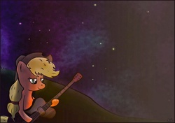 Size: 1280x900 | Tagged: safe, applejack, earth pony, pony, g4, female, guitar, solo