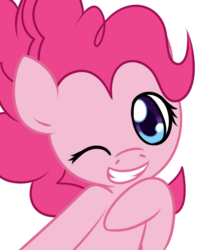 Size: 600x700 | Tagged: safe, artist:solar-slash, pinkie pie, g4, bust, front view, happy, simple background, smiling, solo, transparent background, wink