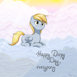 Size: 1000x1000 | Tagged: dead source, safe, artist:lisaorise, derpy hooves, pegasus, pony, g4, cloud, cloudy, female, mare, solo