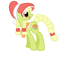 Size: 600x500 | Tagged: safe, artist:otterlore, granny smith, earth pony, pony, g4, bonnet, braid, braided tail, female, simple background, solo, transparent background, young granny smith, younger