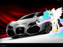 Size: 1600x1200 | Tagged: safe, artist:evilmpala-ss, princess celestia, pony, g4, bugatti, bugatti veyron, hypercar, photo, ponies in real life, supercar, vector