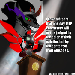 Size: 900x900 | Tagged: safe, king sombra, oc, oc:niggertron, g4, season 3, askniggertron, crystal empire, red and black oc, sombra drama