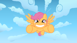 Size: 1920x1080 | Tagged: safe, artist:serendipony, scootaloo, g4, flying, scootaloo can fly, smiling, wallpaper