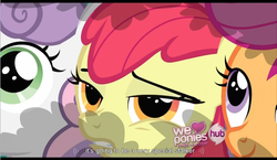 Size: 1272x739 | Tagged: safe, screencap, apple bloom, scootaloo, sweetie belle, g4, hearts and hooves day (episode), my little pony: friendship is magic, cutie mark crusaders, hearts and hooves day, youtube caption