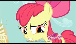 Size: 1272x743 | Tagged: safe, screencap, apple bloom, earth pony, pony, g4, hearts and hooves day (episode), my little pony: friendship is magic, alcohol, beer, hearts and hooves day, youtube caption