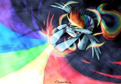 Size: 2499x1741 | Tagged: safe, artist:eeveetachi, rainbow dash, pegasus, pony, g4, female, mare, rainbow, solo