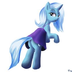 Size: 500x500 | Tagged: safe, artist:snus-kun, trixie, pony, unicorn, g4, butt, clothes, dress, female, mare, plot, simple background, solo, white background