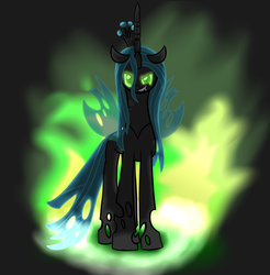 Size: 3000x3050 | Tagged: safe, artist:phoenixswift, queen chrysalis, changeling, changeling queen, g4, crown, female, glowing eyes, high res, jewelry, regalia, solo