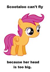 Size: 522x760 | Tagged: safe, scootaloo, g4, headcanon, scootaloo can't fly, text