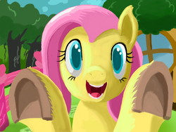 Size: 640x480 | Tagged: safe, artist:osakaoji, fluttershy, pony, g4, female, solo, underhoof, unshorn fetlocks