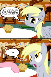 Size: 640x965 | Tagged: safe, derpy hooves, pinkie pie, pegasus, pony, g4, comic, female, mare, muffin