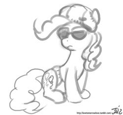 Size: 1280x1200 | Tagged: safe, artist:johnjoseco, pinkie pie, earth pony, pony, g4, diaper, grayscale, monochrome, solo, sunglasses