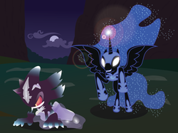 Size: 1728x1292 | Tagged: source needed, useless source url, safe, artist:bigccv, nightmare moon, g4, crossover, mephiles the dark, sonic the hedgehog (series)