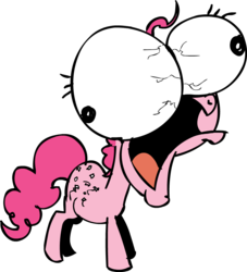 Size: 904x997 | Tagged: safe, pinkie pie, g4, bloodshot eyes, cartoony, eye bulging, popped balloons, weird