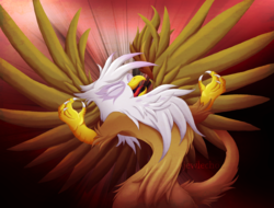 Size: 2659x2019 | Tagged: safe, artist:jewlecho, gilda, griffon, g4, angry, female, high res, majestic, rage, solo, spread wings, wings