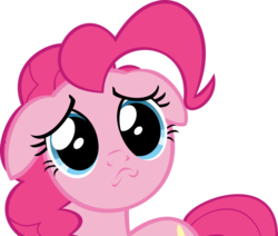 Size: 900x763 | Tagged: dead source, safe, artist:julietsbart, pinkie pie, earth pony, pony, g4, female, floppy ears, mare, pouting, puppy dog eyes, simple background, solo, transparent background, vector