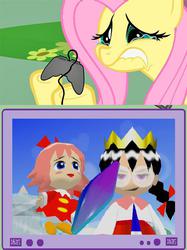 Size: 563x752 | Tagged: safe, fluttershy, fairy, pegasus, pony, g4, exploitable meme, fairy queen (kirby), female, gamershy, kirby (series), kirby 64: the crystal shards, mare, meme, ribbon (kirby), tv meme