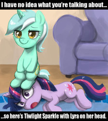 Size: 800x897 | Tagged: safe, artist:johnjoseco, lyra heartstrings, twilight sparkle, g4, image macro