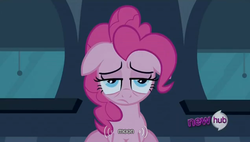 Size: 636x360 | Tagged: safe, screencap, pinkie pie, g4, mmmystery on the friendship express, hub logo, youtube caption