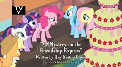 Size: 636x352 | Tagged: safe, screencap, applejack, fluttershy, pinkie pie, rainbow dash, rarity, twilight sparkle, g4, mmmystery on the friendship express, female, tv rating, youtube caption