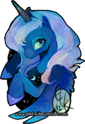 Size: 266x389 | Tagged: dead source, safe, artist:elk64, princess luna, pony, g4, bust, colored pupils, female, profile, s1 luna, simple background, solo, transparent background