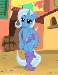 Size: 718x926 | Tagged: safe, artist:strixmoonwing, trixie, pony, unicorn, semi-anthro, g4, boots, female, puss in boots, puss in boots (film), shrek, solo