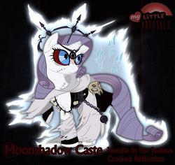 Size: 2480x2343 | Tagged: safe, artist:rhanite, rarity, pony, unicorn, g4, abyssal exalted, anima banner, black background, crossover, exalted, female, high res, mare, rags, simple background, solo, stitched body, stitches