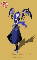 Size: 870x1404 | Tagged: safe, artist:didj, princess luna, human, my little mages, g4, female, floating wings, humanized, solo