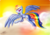 Size: 1480x1050 | Tagged: dead source, safe, artist:sierraex, rainbow dash, pegasus, pony, g4, female, mare, solo, sunset