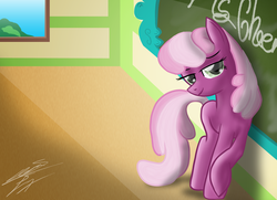 Size: 1450x1050 | Tagged: safe, artist:sierraex, cheerilee, earth pony, pony, g4, bedroom eyes, classroom, female, mare, pretty, solo