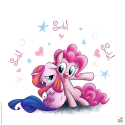 Size: 1360x1360 | Tagged: safe, artist:olegsavoskin, pinkie pie, rarity (g3), g3, g4, crying, duo, g3 to g4, generation leap, smile smile smile