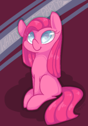 Size: 564x800 | Tagged: safe, artist:steeve, pinkie pie, pony, g4, blank flank, female, filly, filly pinkie pie, sitting, smiling, solo, younger